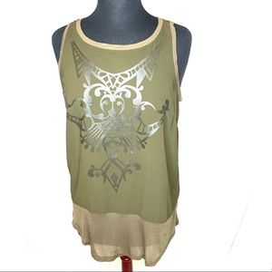Lumiere Army Green Sleeveless Shirt Size Small